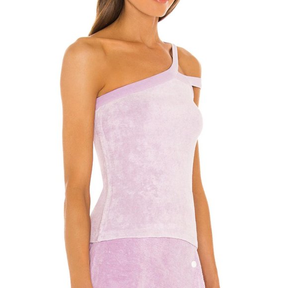 DANNIJO Made In Portugal Terry Cloth One Shoulder Tank Top Orchid Sizes M and L - Picture 1 of 9